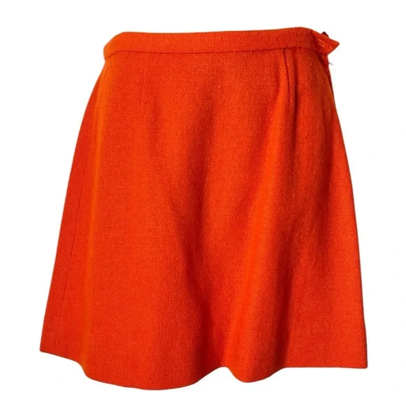 Vintage 60s Mod Orange Wool Skirt Suit Set Blazer Jacket Tailored Small - Picture 11 of 13
